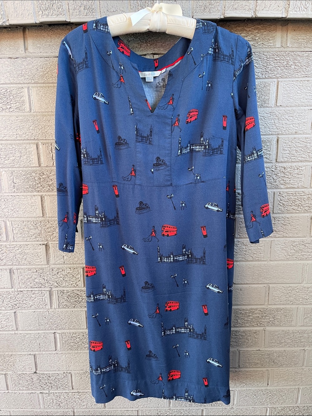 Boden Navy Dress with Red London Motif- size 12